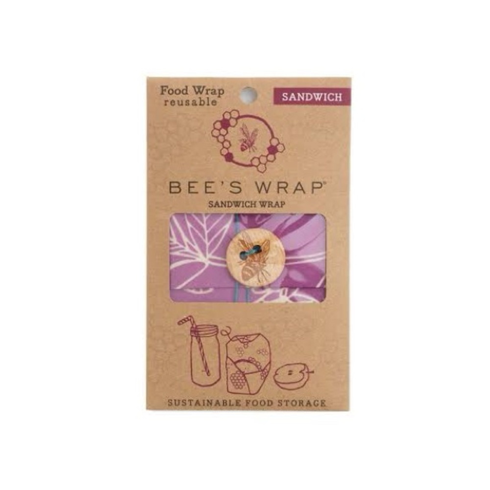 Bee’s Wrap Sandwich Wrap in Purple Clover Print
